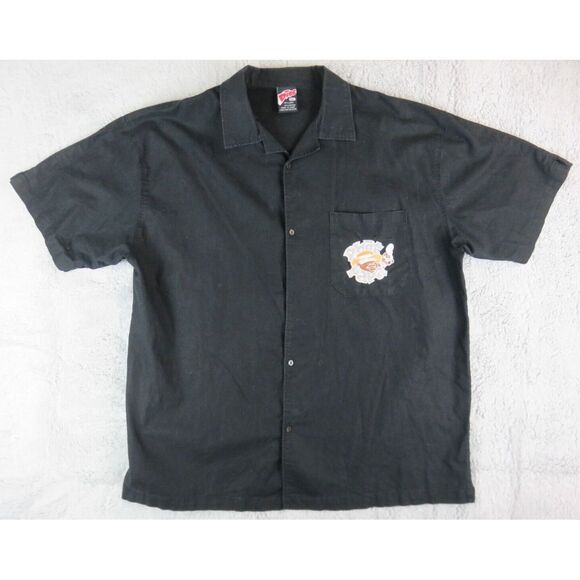 Mens Phat Papa Diss Black Button‎ Front Short Sleeve Shirt Linen XXL - Picture 1 of 4